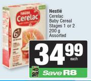 Nestle Cerelac Baby Cereal Stages 1 Or 2 Assorted-200g