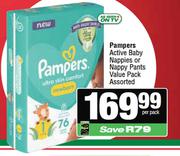 Pampers Active Baby Nappies Or Nappy Pants Value Pack Assorted