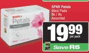 Spar Petals Maxi Pads Assorted-8s/9s Per Pack