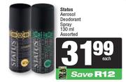 Status Aerosol Deodorant Spray Assorted-130ml Each