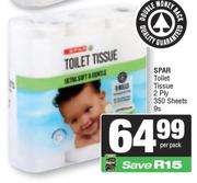 Spar Toilet Tissue 2 Ply 350 Sheets-9s Per Pack