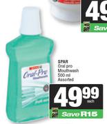 Spar Oral Pro Mouthwash Assorted-500ml