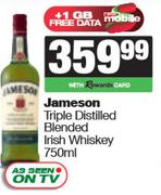 Jameson Triple Distilled Blended Irish Whisky-750ml