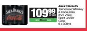 Jack Daniel's Tennessee Whisky & Coca Cola Spirit Cooler Cans-6 x 300ml