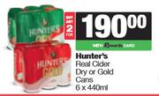 Hunter's Real Cider Dry Or Gold Cans-For 2 x 6 x 440ml