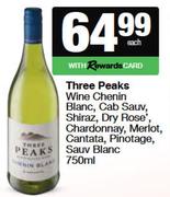 Three Peaks Wine Chenin Blanc,Cab Sauv,Shiraz,Dry Rose,Chardonnay,Merlot,Cantata,Pinotage-750ml