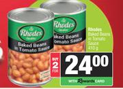 Rhodes Baked Beans In Tomato Sauce-For 2 x 410g