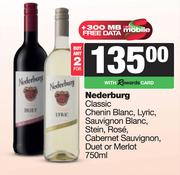 Nederburg Classic Chenin Blanc,Lyric,Sauv Blanc,Stein,Rose,Cab Sauv,Duet Or Merlot-For 2 x 750ml
