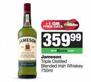 Jameson Triple Distilled Blended Irish Whisky-750ml