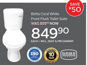 Betta Coral White Front Flush Toilet Suite Incl (Seat & Mechanism)