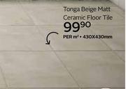 Tonga Beige Matt Ceramic Floor Tile 430 x 430mm-Per Sqm