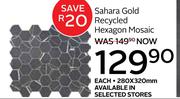 Sahara Gold Recycled Hexagon Mosaic 280 x 320mm