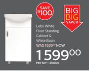Lebo White Floor Standing Cabinet & White Basin 450mm