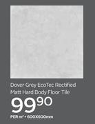 Dover Grey Eco Tec Rectified Matt Hard Body Floor Tile 600 x 600mm-Per Sqm