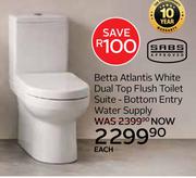 Betta Atlantis White Dual Top Flush Toilet Suite Bottom Entry Water Supply