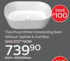Trevi Mood White Freestanding Basin Without Taphole & Overflow 450 x 500mm