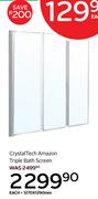 Crystal Tech Amazon Triple Bath Screen 1270 x 1290mm
