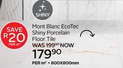 Mont Blanc Ecotec Shiny Porcelain Floor 800 x 800mm-Per Sqm