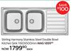 Stirling Harmony S/Steel Double Bowl Kitchen Sink 1160 x 500mm