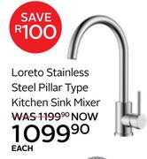 Loreto Stainless Steel Pillar Type Kitchen Sink Mixer