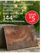 Kilimanjaro Edge Rooibok Slate Rectified Matt Porcelain Floor Tile 420 x 650mm-Per Sqm