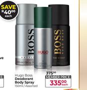 Hugo Boss Deodorant Body Spray Assorted-150ml Each