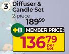 Nature's Nourishment Jojoba & Argan Oil Diffuser & Candle Set 2 Piece-Per Set