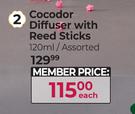 Cocodor Diffuser With Reed Sticks Assorted-120ml Each
