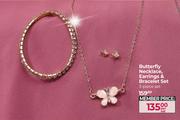 Butterfly Necklace, Earrings & Bracelet Set 3 Piece Set-Per Set
