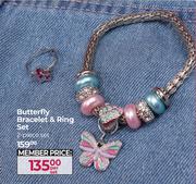 Butterfly Bracelet & Ring Set 2 Piece Set-Per Set