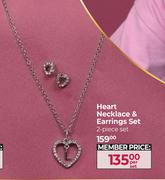 Heart Necklace & Earrings Set 2 Piece Set-Per Set