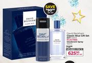 David Beckham Classic Blue Gift Set (EDT 100ml Plus Free Deodorant Spray 150ml)-Per Set
