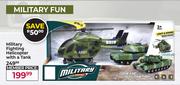 Military Fighting Helicopter With A Tank