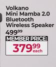 Volkano Mini Mamba 2.0 Bluetooth Wireless Speaker-Each