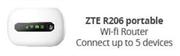 ZTE R206 Portable Wi-Fi Router Connect Up To 5 Devices-On 500MB
