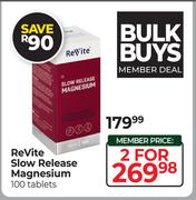 Revite Slow Release Magnesium 100 Tablets-For 2