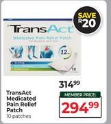 TransAct Medicated Pain Relief Patch 10 Patches