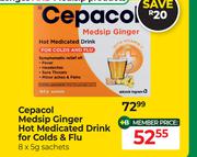 Cepacol Medsip Ginger Hot Medicated Drink (For Colds & Flu)-For 8 x 5g Sachets