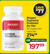 Biogen Supreme Probiotic For Her 30 Vegetarian Capsules