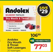 Andolex Dry Mouth & Throat Soft Lozenges 20 Lozenges