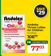 Andolex Throat Lollies For Children 10 Lollies
