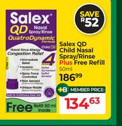 Salex QD Child Nasal Spray/Rinse Plus Free Refill 50ml