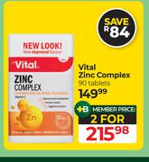 Vital Zinc Complex 90 Tablets-For 2