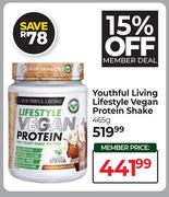 Youthful Living Lifestyle Vegan Protein Shake-465g