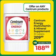 Centrum Energy Multivitamin & Mineral Supplement-30 Tablets