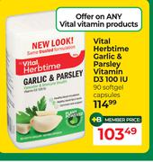 Vital Herbtime Garlic & Parsley Vitamin D3 100 IU-90 Softgel Capsules
