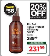 Piz Buin Tan & Protect Oil Spray SPF15-150ml