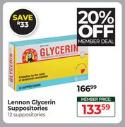Lennon Glycerin Suppositories 12 Suppositories