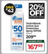 Techniblock Active Sun Protection Spray SPF50-150ml