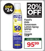 Fozzi's Kids Sunscreen Lotion Spray SPF50-200ml